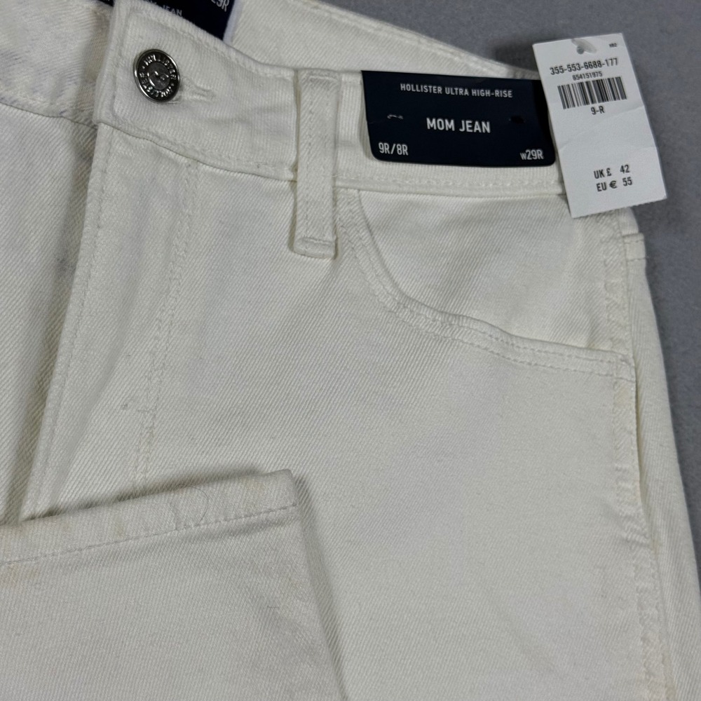 Hollister Ultra High Rise Mom Jeans White Vintage Stretch Denim Womens 9R W29R